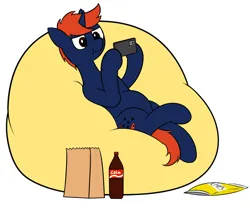 Size: 2605x2226 | Tagged: safe, artist:hbgxh, derpibooru import, oc, oc:fizakn catto, unofficial characters only, pony, unicorn, coca-cola, horn, image, lying down, male, mobile phone, phone, png, simple background, unicorn oc, white background