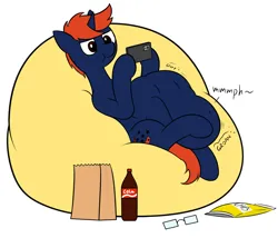 Size: 2605x2228 | Tagged: suggestive, alternate version, artist:hbgxh, derpibooru import, oc, oc:fizakn catto, oc:hbg, unofficial characters only, pony, unicorn, coca-cola, digestion, horn, image, lying down, male, mobile phone, phone, png, simple background, unicorn oc, vore, white background