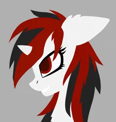 Size: 1024x1078 | Tagged: safe, artist:adagiostring, derpibooru import, oc, oc:blackjack, unofficial characters only, pony, unicorn, fallout equestria, fallout equestria: project horizons, bust, fanfic art, female, gray background, horn, image, jpeg, mare, portrait, simple, simple background, small horn, smiling, solo