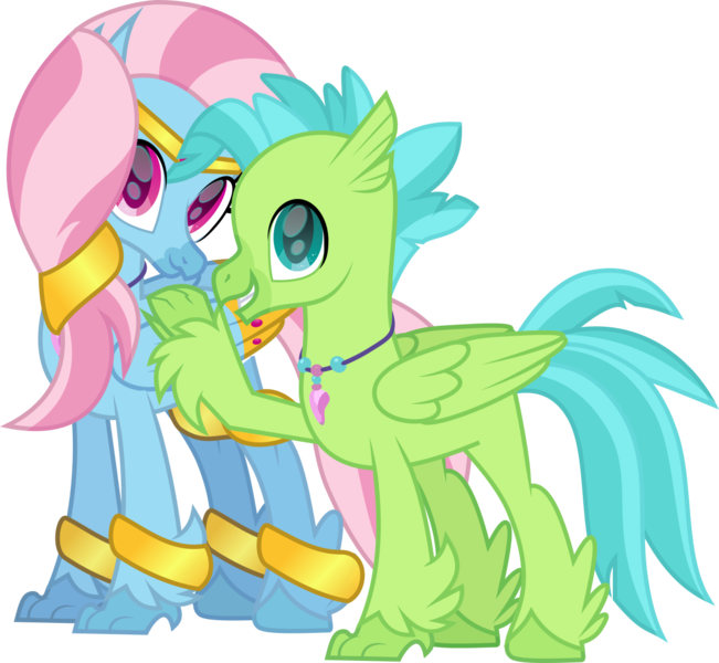 Size: 1294x1193 | Tagged: safe, artist:lincolnbrewsterfan, derpibooru import, oc, oc:bottlegriff, oc:wishgriff, unofficial characters only, classical hippogriff, genie, hippogriff, derpibooru community collaboration, my little pony: the movie, student counsel, .svg available, 2023 community collab, anklet, brooch, brother and sister, derpibooru exclusive, duo, ear fins, female, folded wings, gem, gemstones, hand on shoulder, headband, hippogriff oc, holding on, image, inkscape, jewelry, leaning, leaning forward, looking at you, male, movie accurate, necklace, pearl necklace, png, raised leg, ring, sibling love, siblings, simple background, smiling, smiling at you, standing, tail, talons, transparent background, two toned mane, two toned tail, vector, wings