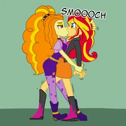 Size: 2000x2000 | Tagged: safe, artist:shippart, derpibooru import, adagio dazzle, sunset shimmer, human, equestria girls, eye contact, female, forced kiss, hand on head, image, kiss on the lips, kissing, lesbian, looking at each other, looking at someone, motion lines, png, shipping, smooch, struggling, sunsagio