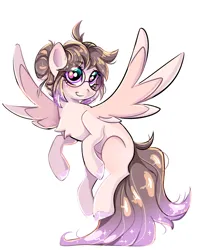 Size: 2150x2717 | Tagged: safe, artist:pozya1007, derpibooru import, oc, unofficial characters only, original species, pegasus, cute, female, flying, glasses, image, png, simple background, smiling, solo, white background