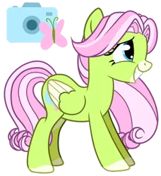 Size: 1280x1403 | Tagged: safe, artist:maximumpiracy, derpibooru import, oc, oc:shutterbug, pegasus, pony, female, image, magical lesbian spawn, mare, offspring, parent:fluttershy, parent:photo finish, png, simple background, solo, transparent background