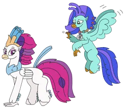 Size: 2880x2448 | Tagged: safe, artist:supahdonarudo, derpibooru import, queen novo, oc, oc:sea lilly, classical hippogriff, hippogriff, my little pony: the movie, camera, flying, image, jewelry, necklace, png, raised eyebrow, redraw, simple background, transparent background, walking, waving