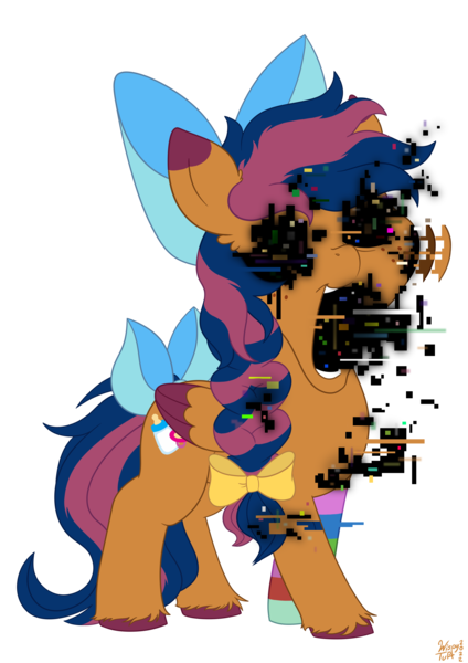 Size: 2893x4092 | Tagged: semi-grimdark, artist:wispy tuft, derpibooru import, oc, oc:solar comet, pegasus, pony, bow, clothes, commission, image, learning with pibby, png, socks, solo, stockings, thigh highs, unshorn fetlocks