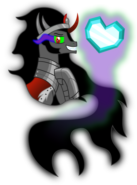 Size: 2081x2792 | Tagged: safe, artist:sketchmcreations, derpibooru import, king sombra, pony, unicorn, crystal heart, dark magic, derpibooru exclusive, fangs, glow, glowing eyes, image, inkscape, long mane, magic, male, png, shadow, simple background, smiling, stallion, the crystal empire 10th anniversary, transparent background, vector