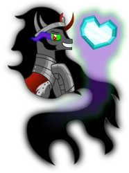 Size: 2081x2792 | Tagged: safe, artist:sketchmcreations, derpibooru import, king sombra, pony, unicorn, crystal heart, dark magic, derpibooru exclusive, fangs, glow, glowing eyes, image, inkscape, long mane, magic, male, png, shadow, simple background, smiling, stallion, the crystal empire 10th anniversary, transparent background, vector