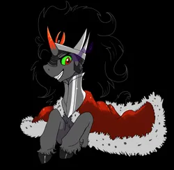 Size: 1738x1698 | Tagged: safe, artist:paskanaakka, derpibooru import, king sombra, black background, derpibooru exclusive, grin, image, male, png, simple background, smiling, solo, the crystal empire 10th anniversary, unshorn fetlocks