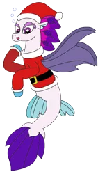 Size: 1749x3109 | Tagged: safe, artist:supahdonarudo, derpibooru import, queen novo, seapony (g4), my little pony: the movie, christmas, clothes, costume, cute, hat, holiday, image, novobetes, png, santa costume, santa hat, simple background, transparent background