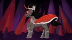 Size: 3840x2160 | Tagged: safe, derpibooru import, king sombra, crystal pony, pony, unicorn, armor, cape, clothes, crown, crystal, crystallized, crystallized pony, full body, image, jewelry, looking at you, png, regalia, solo, the crystal empire 10th anniversary