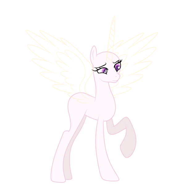 Size: 2689x2705 | Tagged: safe, artist:existencecosmos188, derpibooru import, oc, unofficial characters only, alicorn, pony, alicorn oc, bald, base, eyelashes, female, horn, image, mare, png, raised hoof, simple background, solo, transparent background, wings