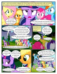 Size: 612x792 | Tagged: safe, artist:newbiespud, derpibooru import, edit, edited screencap, screencap, applejack, fluttershy, pinkie pie, rainbow dash, rarity, twilight sparkle, twilight sparkle (alicorn), alicorn, earth pony, pegasus, pony, unicorn, comic:friendship is dragons, twilight's kingdom, comic, dialogue, eyelashes, female, freckles, image, mane six, mare, outdoors, png