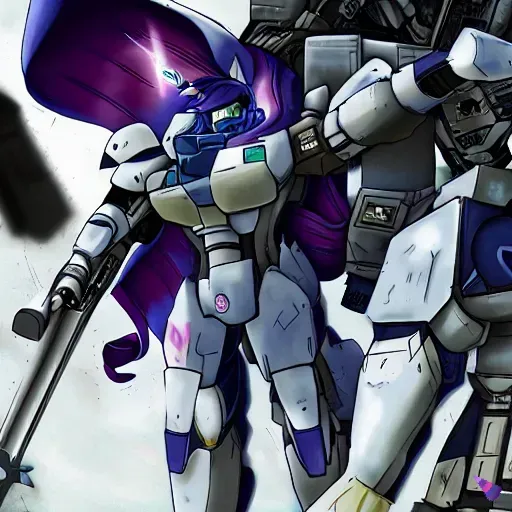 Size: 512x512 | Tagged: safe, derpibooru import, machine learning generated, purplesmart.ai, stable diffusion, rarity, gm sniper ii, gun, gundam, image, mecha, mobile suit gundam, png, rifle, sniper rifle, weapon