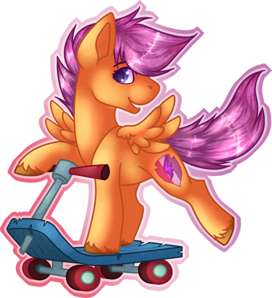 Size: 2306x2529 | Tagged: safe, artist:chvrchgrim, derpibooru import, apple bloom, scootaloo, sweetie belle, pegasus, pony, cutie mark crusaders, fanart, female, filly, foal, image, png, scooter, simple background, small wings, smiling, transparent background, wings, young