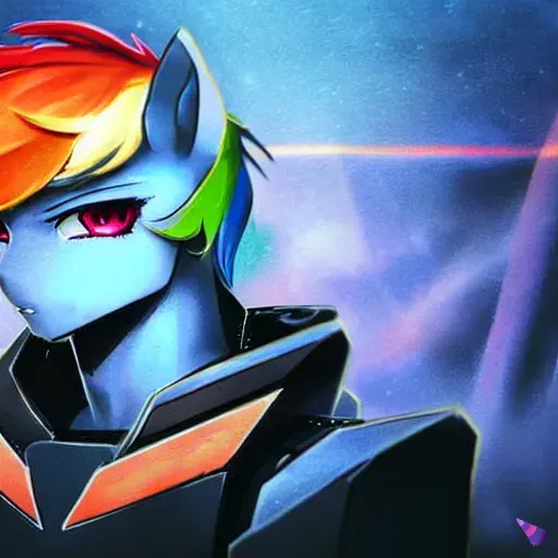 Size: 512x512 | Tagged: safe, derpibooru import, machine learning generated, purplesmart.ai, stable diffusion, rainbow dash, pony, female, gundam, image, mare, mecha, png, solo, solo female