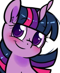 Size: 400x486 | Tagged: safe, artist:paperbagpony, derpibooru import, twilight sparkle, blushing, bust, female, image, png, portrait, simple background, white background