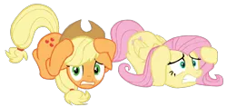 Size: 1200x567 | Tagged: safe, artist:benpictures1, derpibooru import, applejack, fluttershy, pinkie pie, earth pony, pegasus, pony, viva las pegasus, applejack's hat, appleshy, clothes, cowboy hat, cute, duo, duo female, ears, female, floppy ears, hat, image, inkscape, jackabetes, lesbian, mare, png, scared, shipping, shyabetes, simple background, transparent background, vector