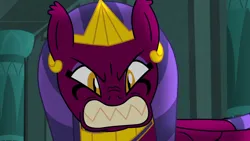 Size: 1280x720 | Tagged: safe, derpibooru import, screencap, sphinx (character), sphinx, daring done?, season 7, angry, egyptian, female, gritted teeth, image, inkscape, looking at you, png, pure unadulterated rage, solo, teeth, vector