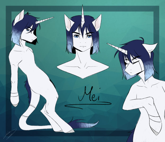 Size: 4300x3700 | Tagged: safe, artist:lunciakkk, derpibooru import, oc, oc:mei mitsubishi, semi-anthro, unicorn, bust, image, png, reference sheet