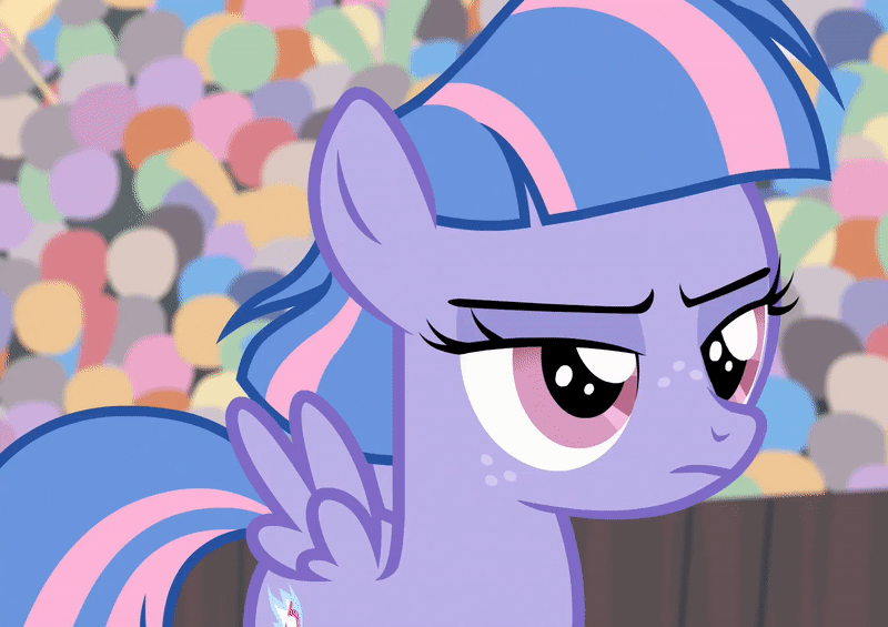 Size: 800x565 | Tagged: safe, derpibooru import, screencap, wind sprint, pegasus, pony, common ground, animated, crowd, disappointed, female, filly, foal, freckles, gif, image, solo, spread wings, talking, unamused, wind sprint is not amused, wings