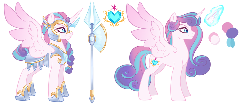 Size: 3117x1355 | Tagged: safe, artist:damayantiarts, derpibooru import, princess flurry heart, alicorn, pony, armor, axe, battle axe, female, image, mare, older, older flurry heart, png, simple background, solo, weapon, white background