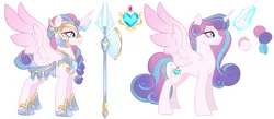 Size: 3117x1355 | Tagged: safe, artist:damayantiarts, derpibooru import, princess flurry heart, alicorn, pony, armor, axe, battle axe, female, image, mare, older, older flurry heart, png, simple background, solo, weapon, white background