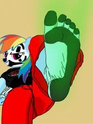 Size: 2448x3264 | Tagged: suggestive, artist:angelwingz, derpibooru import, rainbow dash, anthro, barefoot, clown, crush fetish, crushing, dirt, dirty, dirty feet, face paint, feet, fetish, foot fetish, foot focus, image, insane clown posse, jpeg, juggalette, juggalo, looking at you, offscreen character, pov, smelly, smelly feet, smiling, smiling at you, stinky feet, visible stench