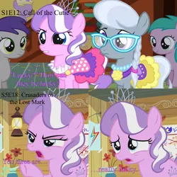 Size: 1936x1936 | Tagged: safe, derpibooru import, edit, edited screencap, screencap, diamond tiara, silver spoon, earth pony, pony, call of the cutie, crusaders of the lost mark, character development, clubhouse, comic, comparison, crusaders clubhouse, female, filly, foal, image, jpeg, screencap comic