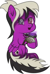 Size: 2926x4290 | Tagged: safe, artist:lincolnbrewsterfan, derpibooru import, oc, oc:sassy lost, unofficial characters only, pegasus, pony, fallout equestria, .svg available, :d, ^^, adorable face, chest, cute, cuteness overload, daaaaaaaaaaaw, derpibooru exclusive, ear piercing, earring, eyes closed, fallout equestria oc, female, folded wings, glow, heterochromia, image, inkscape, jewelry, large, leg guards, looking at you, mare, movie accurate, no base, ocbetes, open mouth, open smile, pegasus oc, piercing, pipbuck, png, purple eye, red eye, ruffled wing, scar, screen, simple background, skull, smiling, smiling at you, solo, spikes, strap, tail, transparent background, two toned mane, two toned tail, vector, weapons-grade cute, wings