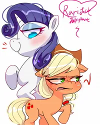 Size: 1080x1350 | Tagged: safe, artist:jully-park, derpibooru import, applejack, rarity, earth pony, pony, unicorn, duo, duo female, female, image, jpeg, lesbian, mare, rarijack, shipping