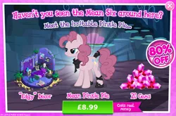 Size: 1957x1292 | Tagged: safe, derpibooru import, official, mean pinkie pie, pinkie pie, earth pony, pony, the mean 6, advertisement, bandana, bed, bedroom, book, boots, candle, clone, clothes, costs real money, curtains, english, female, gameloft, gem, guitar, horns, image, jpeg, leg wraps, mare, musical instrument, numbers, pillow, plant, poster, sale, shoes, skull, solo, solo focus, speaker, tail, tail wrap, text