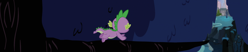 Size: 5101x1080 | Tagged: safe, composite screencap, derpibooru import, edit, edited screencap, screencap, spike, dragon, princess twilight sparkle (episode), black vine, castle of the royal pony sisters, everfree forest, image, png, tree, tree branch