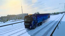 Size: 1366x768 | Tagged: safe, artist:morozovbrony, artist:yulyeen, derpibooru import, princess luna, city, daf, euro truck simulator 2, image, jpeg, moscow, ostankino tv tower, russia, russian flag, truck, winter