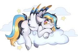 Size: 2832x1976 | Tagged: safe, artist:pozya1007, derpibooru import, oc, unofficial characters only, pegasus, pony, blushing, cloud, cute, image, looking at you, png, simple background, solo, white background, wings