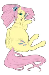 Size: 1864x2808 | Tagged: safe, artist:snspony, derpibooru import, fluttershy, pegasus, pony, belly, big belly, cute, image, lying down, png, preggoshy, pregnant, shyabetes, solo