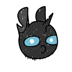 Size: 1000x1000 | Tagged: safe, artist:theunidentifiedchangeling, derpibooru import, oc, changeling, blue eyes, bust, changeling oc, digital art, horn, image, open mouth, png, portrait, simple background, solo, transparent background, woonoggles