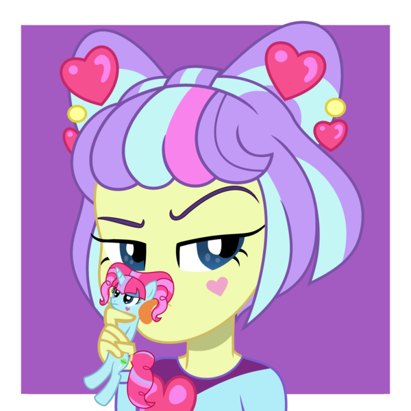 Size: 1920x1920 | Tagged: safe, artist:grapefruit-face, derpibooru import, kiwi lollipop, supernova zap, ponified, human, pony, equestria girls, base used, duo, equestria girls ponified, human on pony action, image, interspecies, k-lo, licking, licking ponies, looking at you, micro, png, postcrush, pun, su-z, tongue out, unamused, visual pun