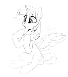 Size: 2001x2241 | Tagged: safe, artist:taneysha, derpibooru import, twilight sparkle, twilight sparkle (alicorn), alicorn, image, jpeg, monochrome, sketch, solo