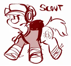 Size: 2189x2026 | Tagged: safe, artist:bobaratblast, derpibooru import, ponified, earth pony, pony, dog tags, hat, headset, image, jpeg, scout, solo, team fortress 2