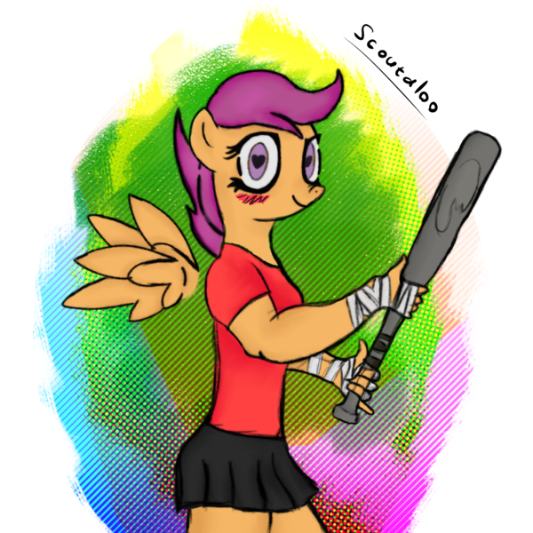 Size: 2160x2160 | Tagged: safe, artist:fizzlepopsunset, derpibooru import, scootaloo, anthro, image, png, scout, team fortress 2