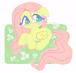 Size: 597x577 | Tagged: safe, artist:shugrcube, derpibooru import, fluttershy, pegasus, pony, female, image, jpeg, lying down, mare, prone, solo