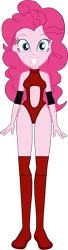 Size: 440x1606 | Tagged: suggestive, artist:invisibleink, artist:xjkenny, derpibooru import, pinkie pie, belly button, breasts, clothes, elbow pads, female, image, knee pads, leotard, png, shoes, simple background, solo, sports, transparent background, underboob, vector, wrestler, wrestling