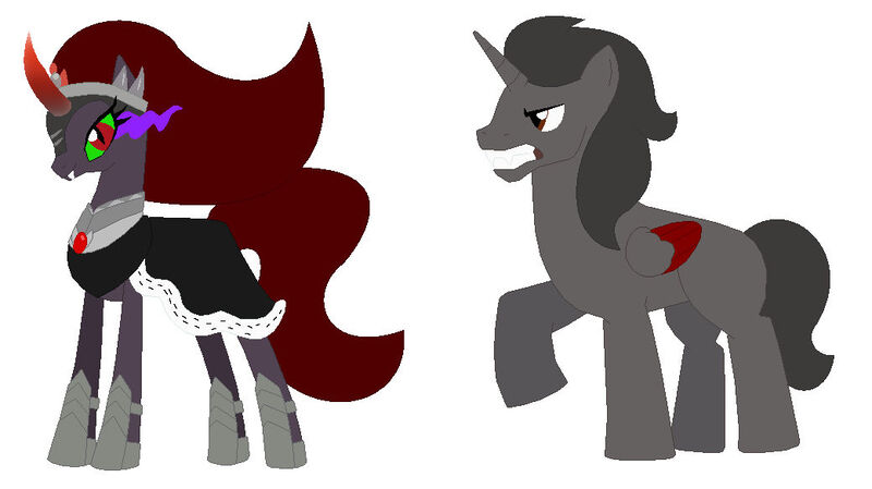 Size: 1040x584 | Tagged: safe, artist:janethepegasus, artist:selenaede, derpibooru import, king sombra, oc, oc:astelle, alicorn, pony, unicorn, 2017, alicornified, alternate universe, base used, cape, clothes, colored horn, colored wings, crown, curved horn, duo, duo male and female, fangs, female, hoof shoes, horn, image, jewelry, jpeg, male, mare, race swap, regalia, role reversal, simple background, sombra eyes, sombra horn, sombracorn, stallion, white background, wings