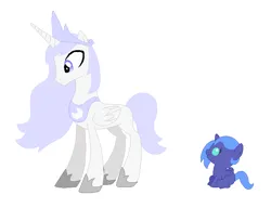 Size: 720x552 | Tagged: safe, artist:janethepegasus, artist:selenaede, derpibooru import, princess luna, oc, oc:artemis, alicorn, pony, 2017, alicorn oc, alternate universe, baby luna, base used, crown, duo, duo male and female, female, filly, filly luna, hoof shoes, horn, image, jewelry, male, male alicorn, mare, necklace, png, regalia, role reversal, s1 luna, stallion, wings, younger