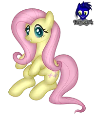 Size: 2806x3631 | Tagged: safe, artist:damlanil, derpibooru import, fluttershy, pegasus, pony, female, image, looking at you, mare, png, show accurate, simple background, sitting, smiling, solo, transparent background, vector, wings