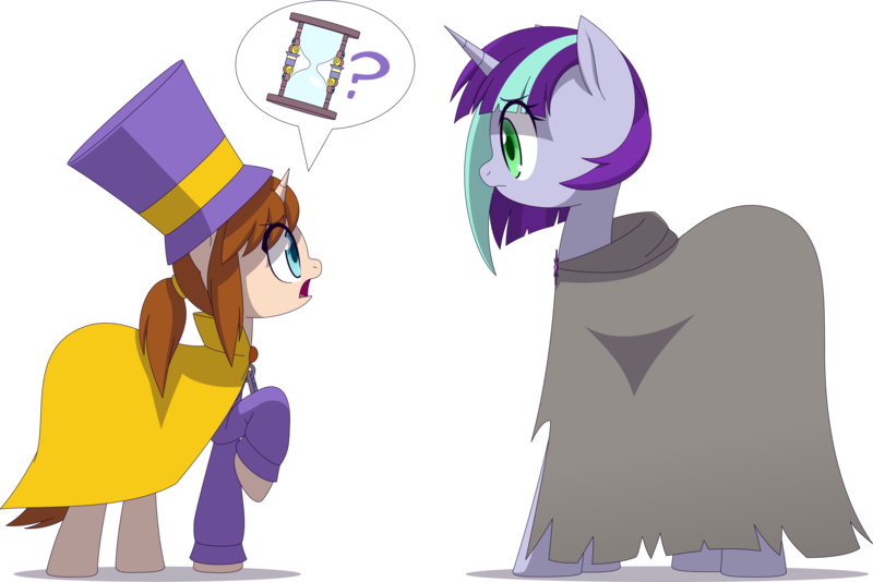 Size: 3701x2472 | Tagged: safe, artist:zacatron94, derpibooru import, oc, oc:aurora glimmer, unofficial characters only, pony, unicorn, a hat in time, cloak, clothes, female, hat, hourglass, image, mare, png, simple background, transparent background