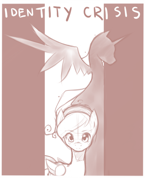 Size: 900x1105 | Tagged: safe, artist:derpiihooves, derpibooru import, oc, alicorn, pegasus, pony, fanfic, bust, fanfic art, fanfic cover, headband, image, looking at you, monochrome, png, silhouette, sketch