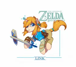 Size: 2048x1828 | Tagged: safe, artist:drtuo4, derpibooru import, ponified, pony, unicorn, image, jpeg, link, master sword, shield, solo, sword, the legend of zelda, weapon