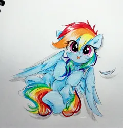 Size: 2727x2838 | Tagged: safe, artist:liaaqila, derpibooru import, rainbow dash, pegasus, pony, :p, female, image, jpeg, mare, silly, silly pony, solo, tongue out, traditional art