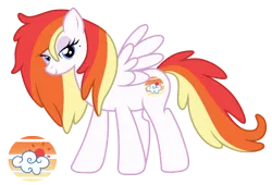 Size: 1146x780 | Tagged: safe, artist:lugiaangel, derpibooru import, oc, oc:sunset breeze, unofficial characters only, pegasus, pony, cutie mark, female, image, lidded eyes, looking at you, mare, png, simple background, smiling, solo, spread wings, transparent background, wings